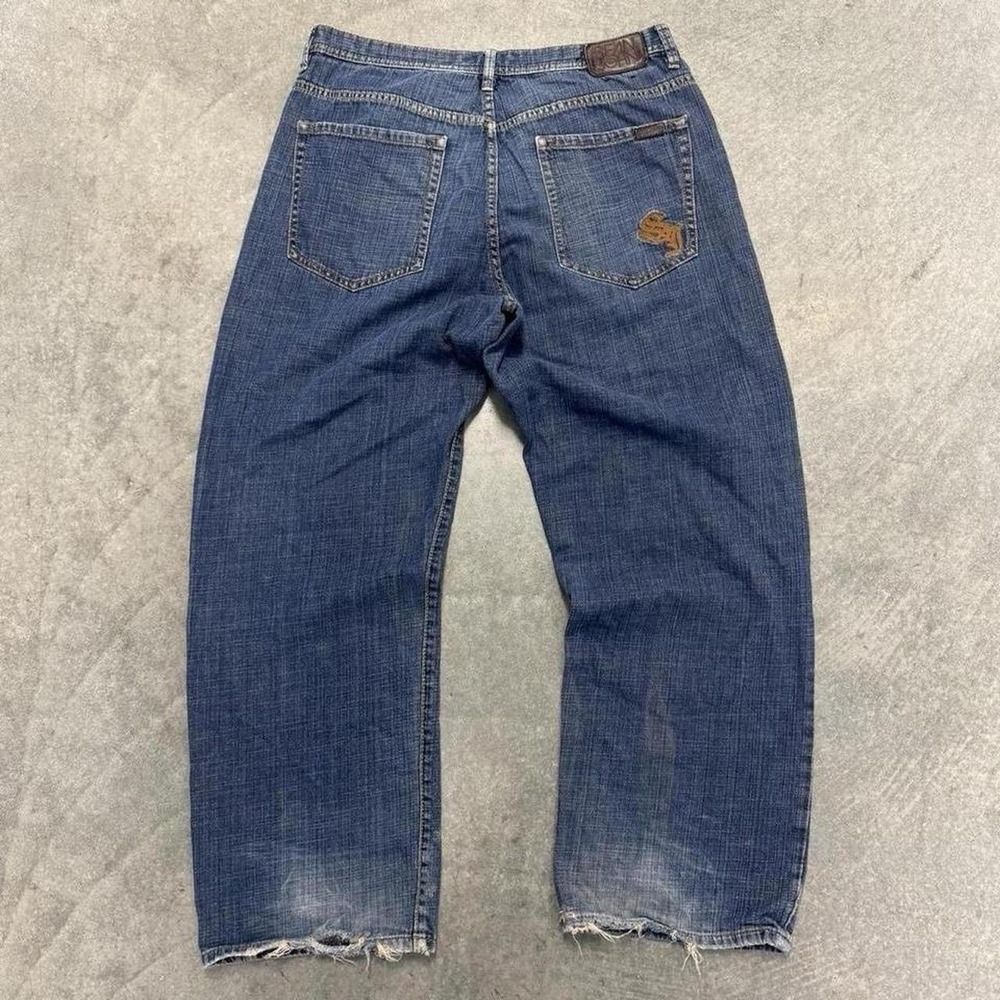 Men's Sean John Embroidered Jeans Baggy Rap Style Denim Cotton Y2K 34x30